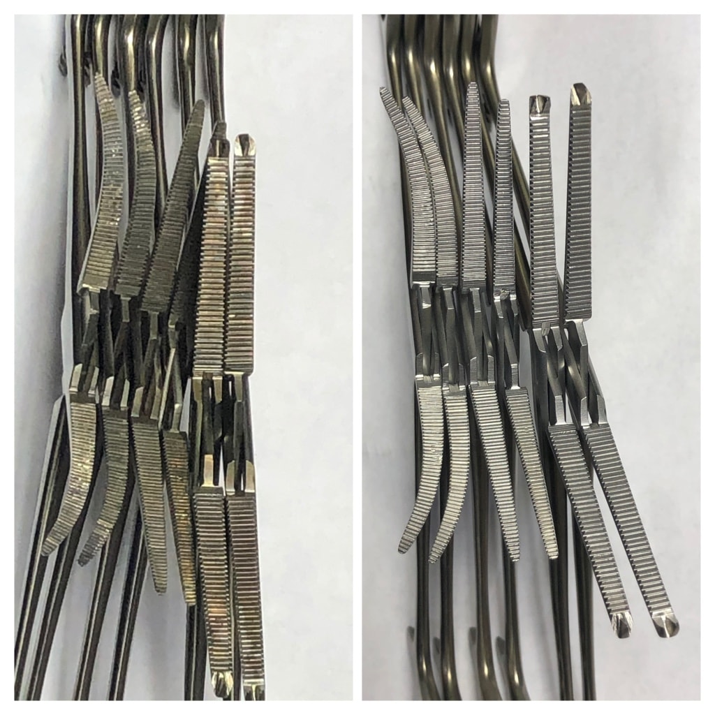 Surgical instrument before and after refurbishment